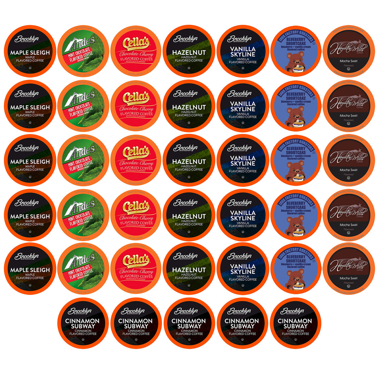 Two Rivers Coffee Flavored Pods Sampler Pack for Keurig K-Cup Brewers, 40 Count, 7 Flavors