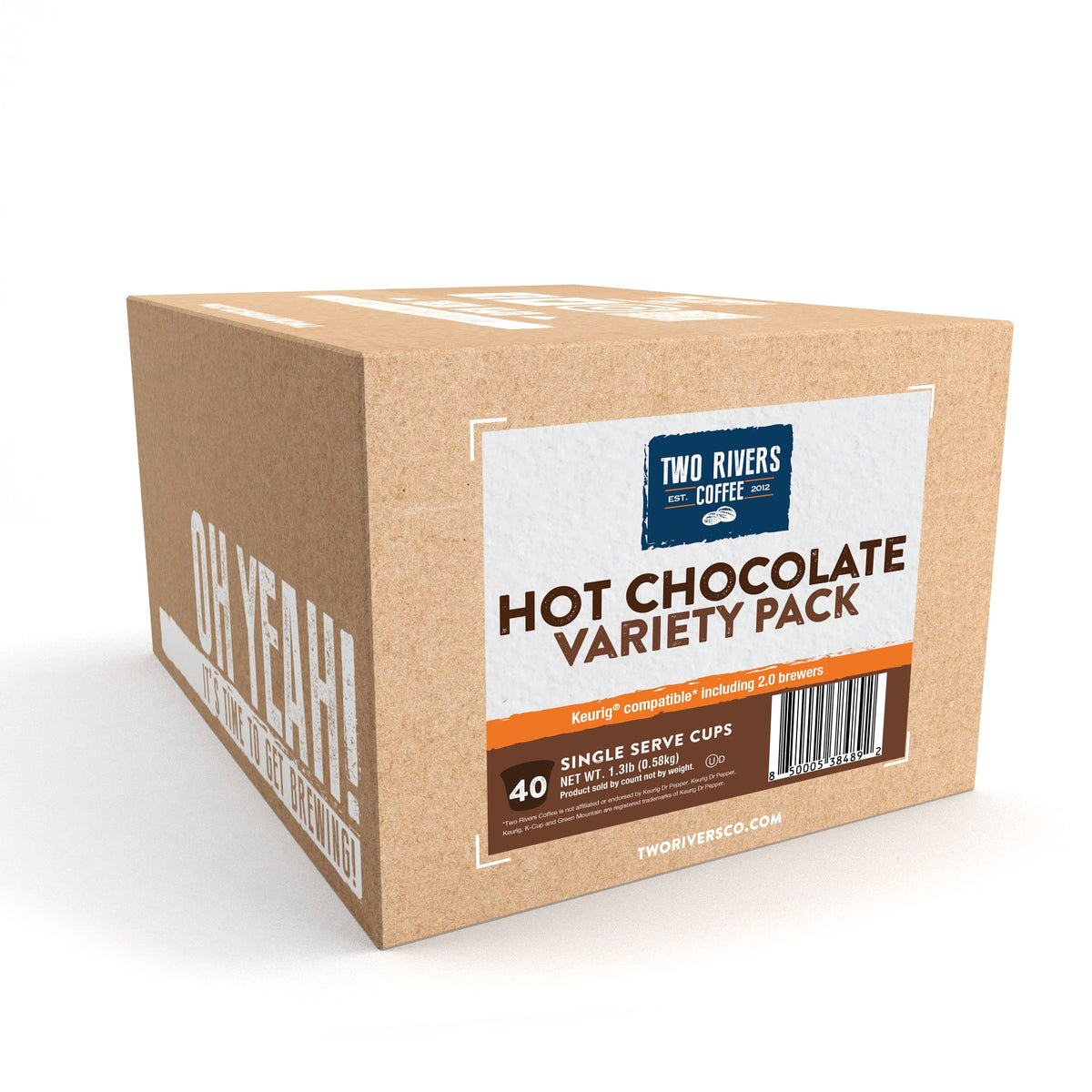 Two Rivers Coffee Hot Chocolate Pods Sampler – 40 Count, Keurig 2.0 Compatible