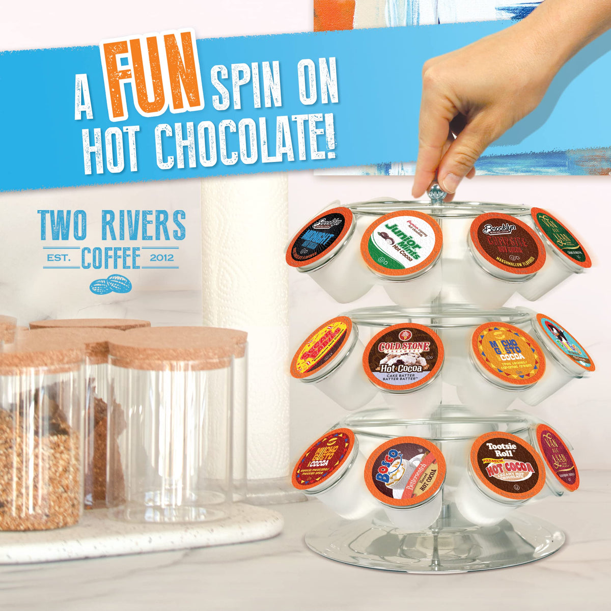 Two Rivers Coffee Hot Chocolate Pods Sampler – 40 Count, Keurig 2.0 Compatible