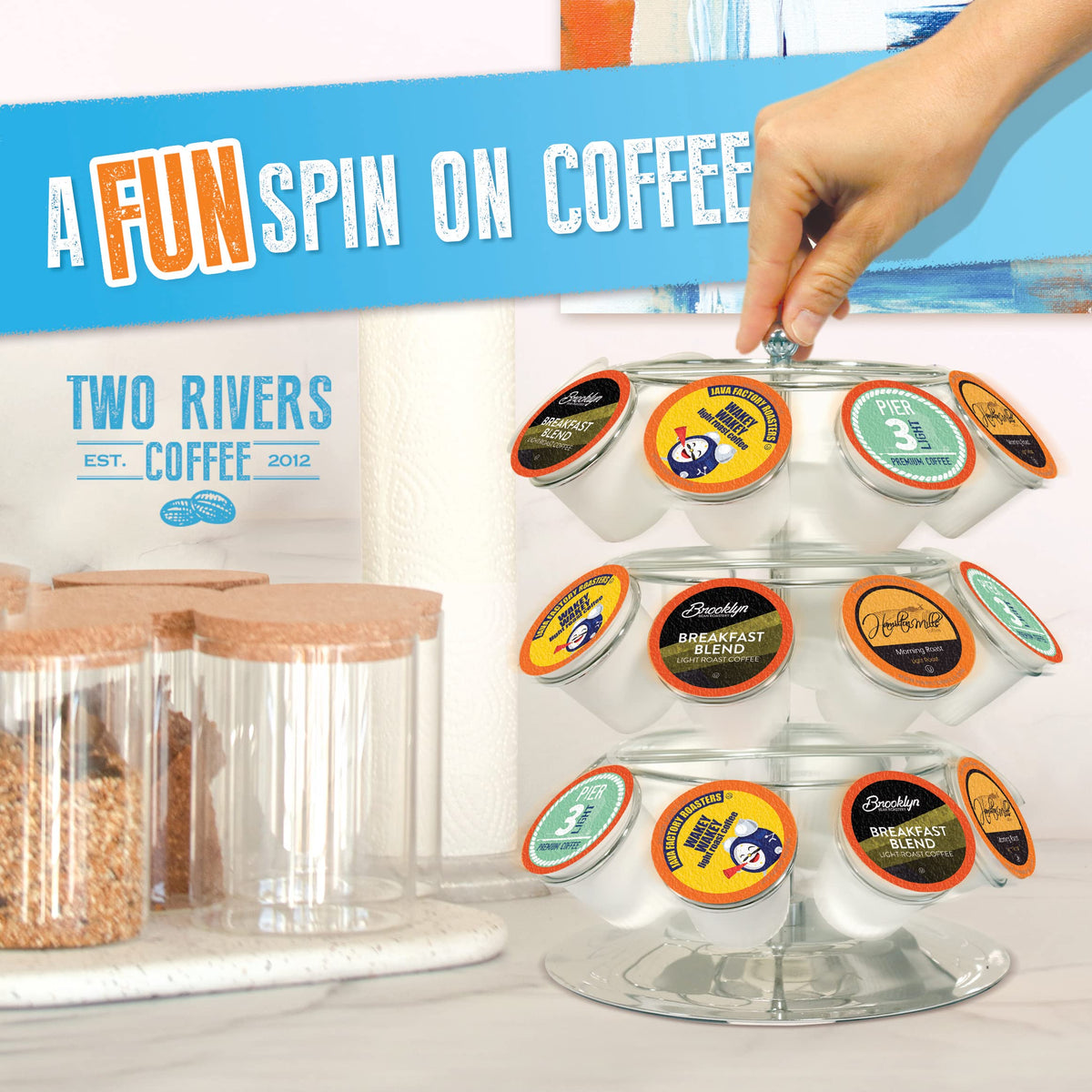 Two Rivers Coffee Light Roast Pods Sampler – 40 Count, K-Cup Compatible (2.0)