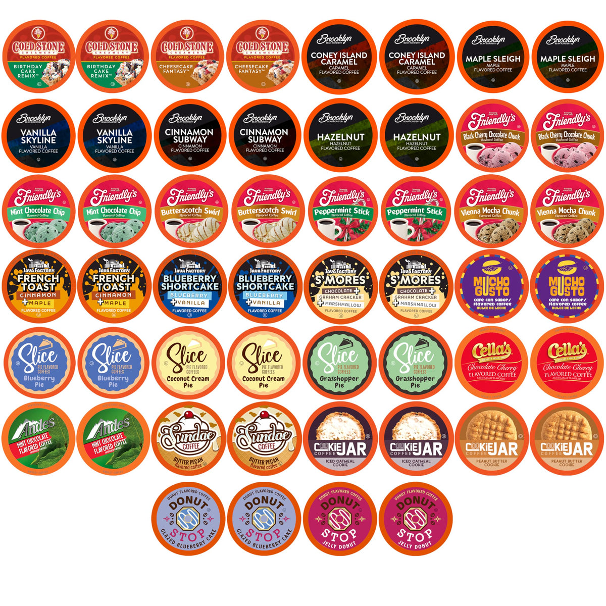 Two Rivers Coffee Flavored Pods Sampler — 52-Count, K-Cup Compatible with 2.0, Single-Serve Variety Pack