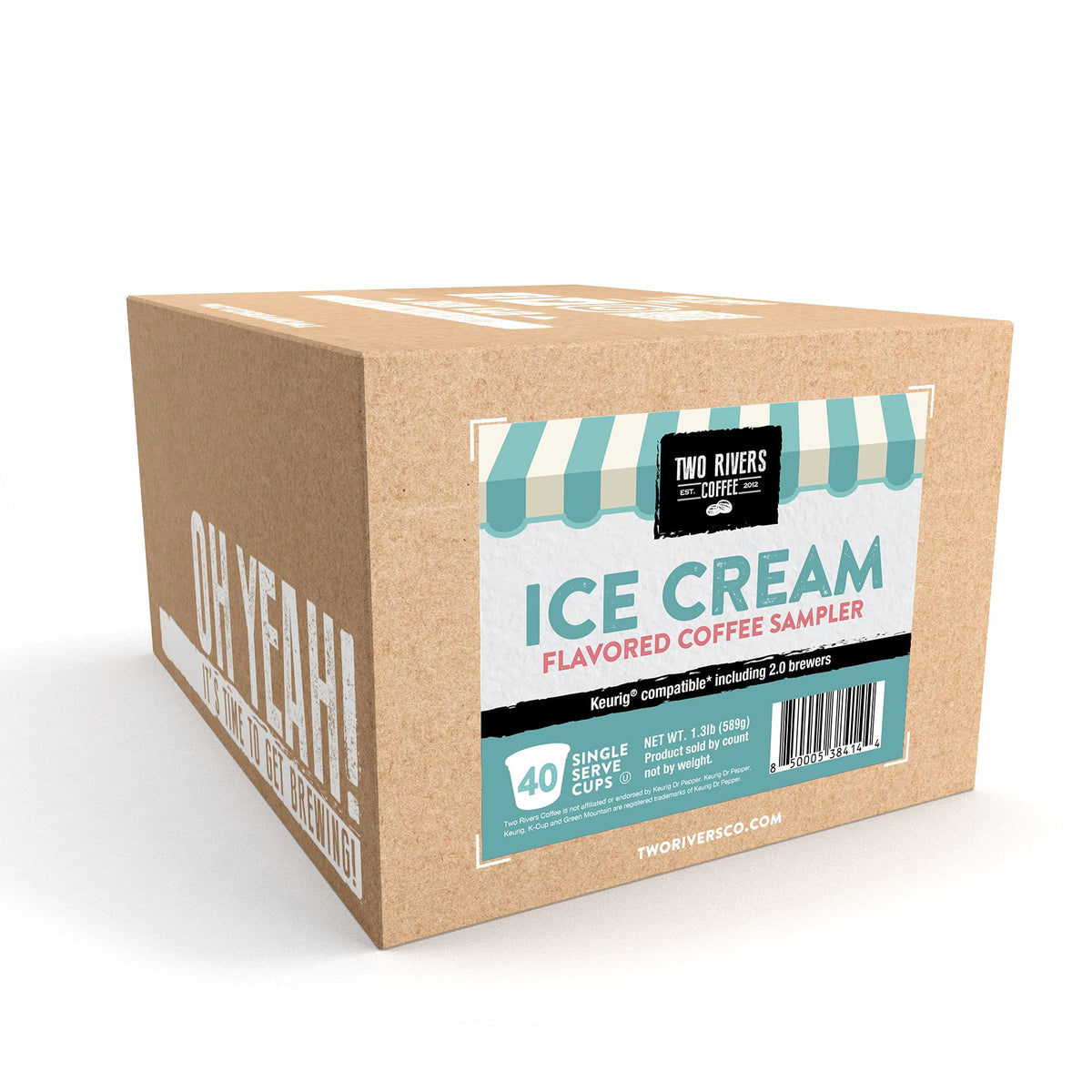 Two Rivers Coffee Ice Cream Flavored Pods Sampler Pack for Keurig 2.0 Brewers – 40 Count