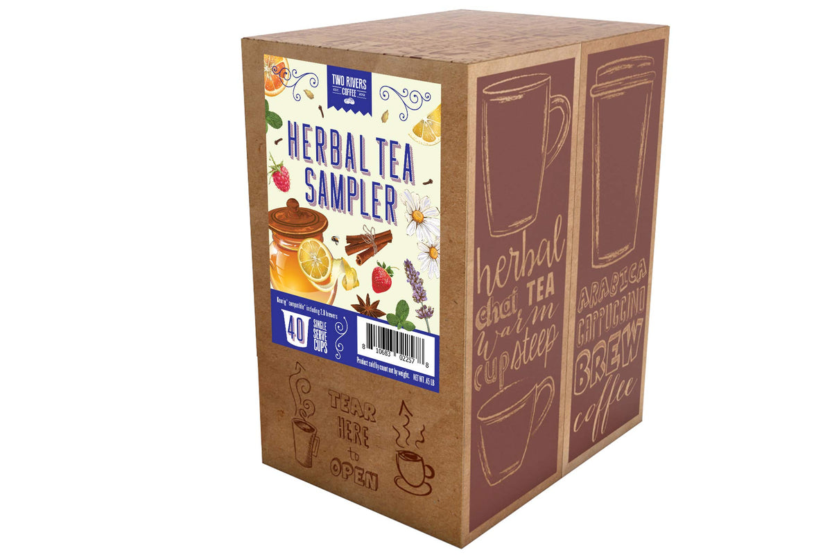 Two Rivers Assorted Herbal Tea Pods Sampler for Keurig K-Cup Brewers — 40 Count