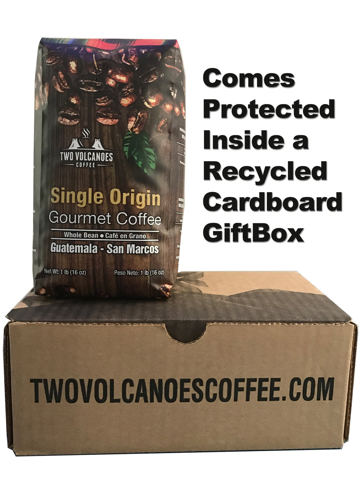 Two Volcanoes Coffee - Gourmet Guatemala Single-Origin Whole Bean, Medium Roast, 1 lb