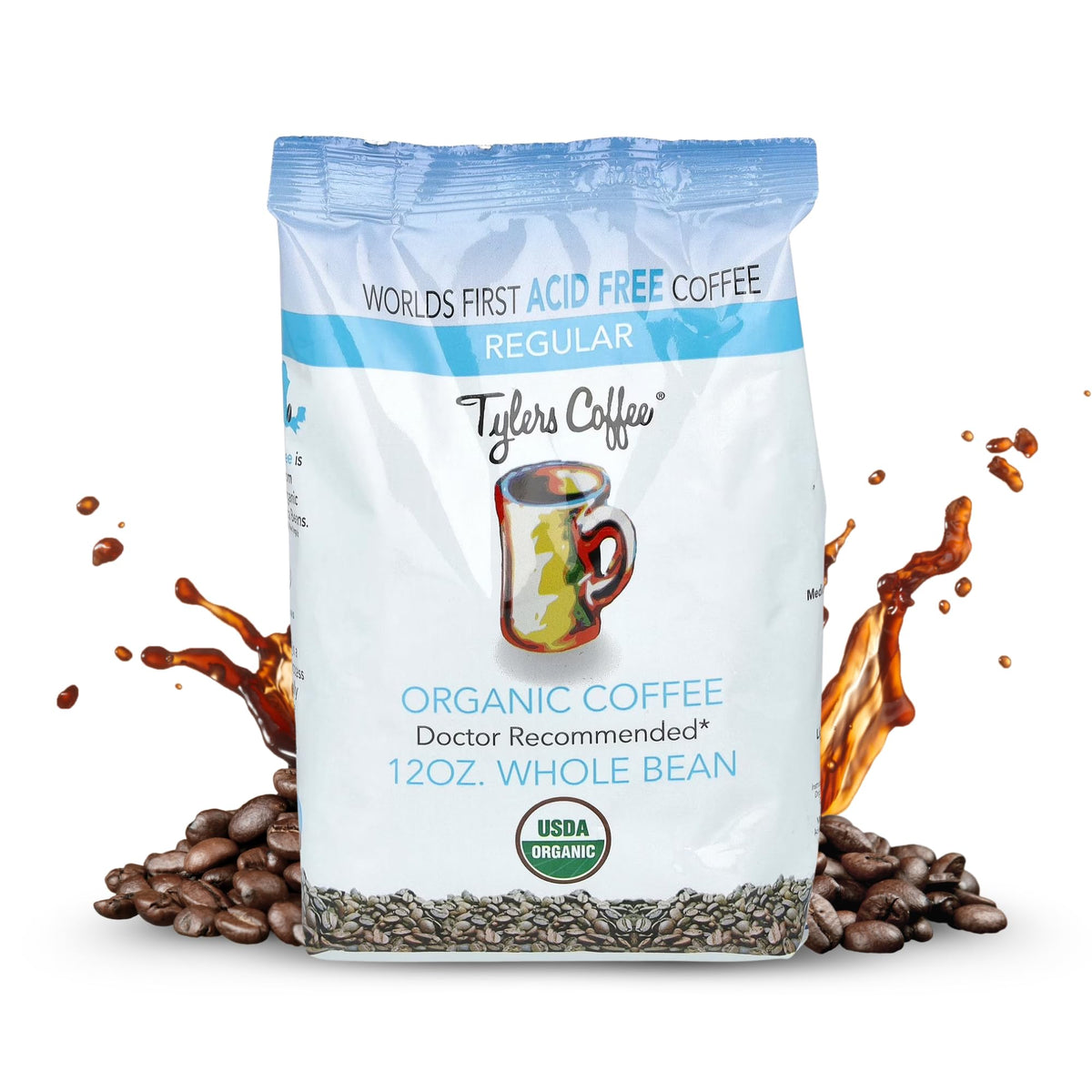 Tyler's Coffee Organic Whole Bean - 100% Arabica Medium Roast, Single Origin, 12 oz