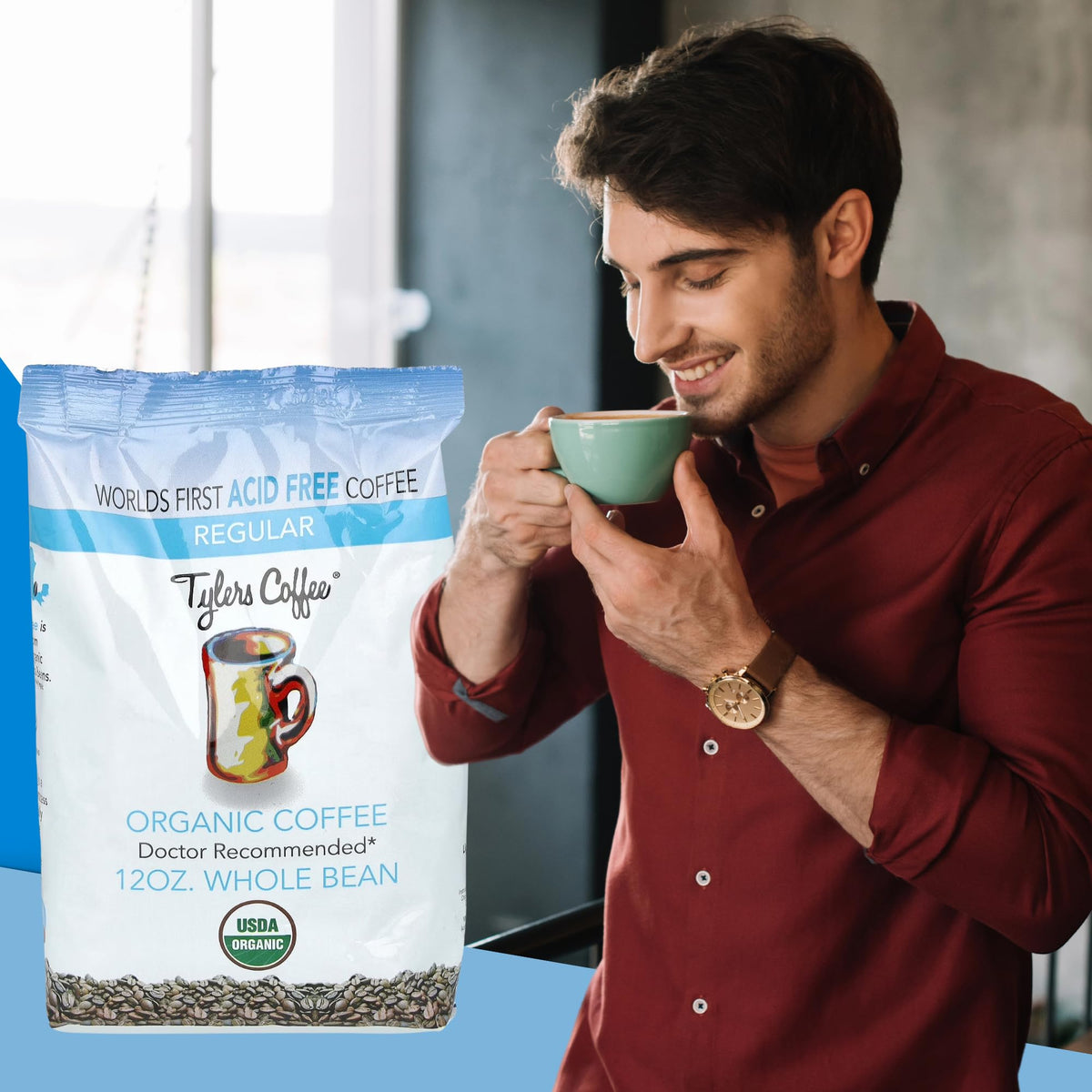 Tyler's Coffee Organic Whole Bean - 100% Arabica Medium Roast, Single Origin, 12 oz