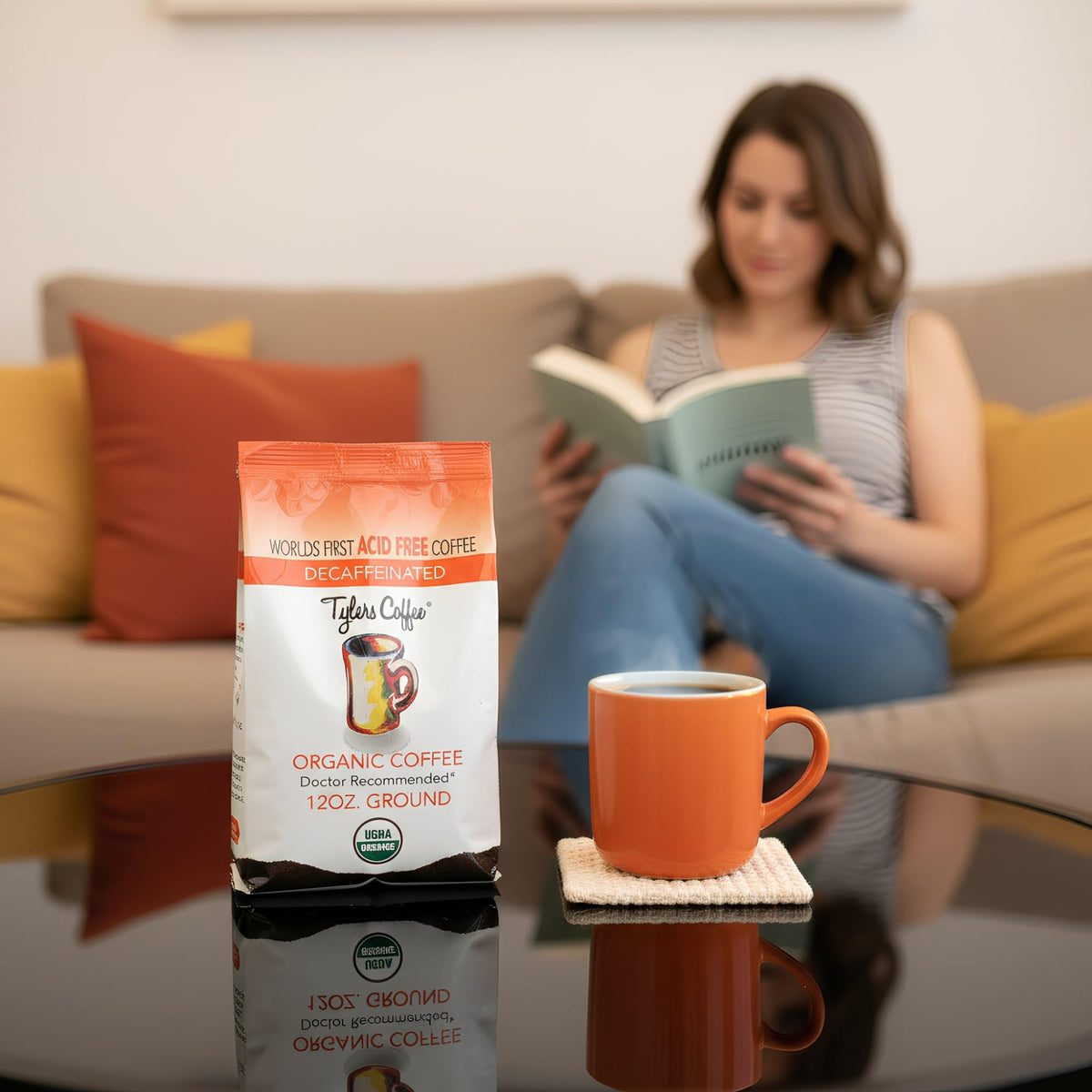 Tylers Coffee – USDA Organic Decaf Arabica, Low Acid, Medium Roast – 12 oz