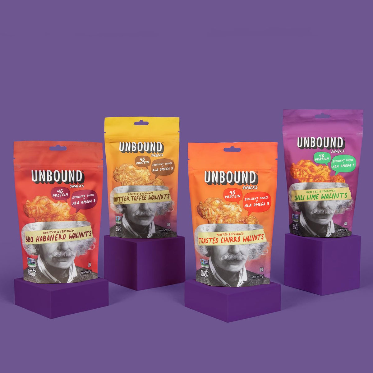 Unbound Snacks Toasted Churro Walnuts – 4 oz Pack of 4 | Gluten Free, Vegan, 4g Protein