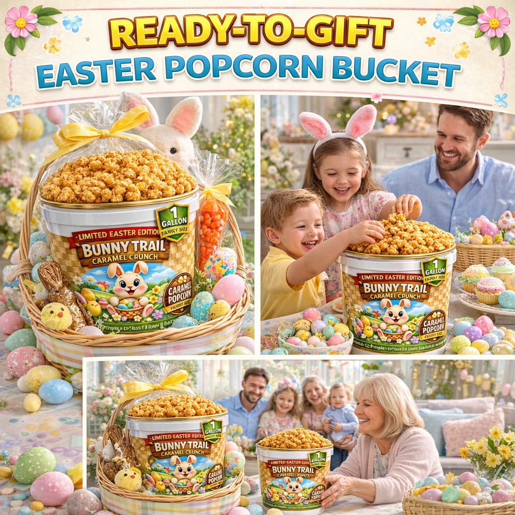 Uncle Myron's Easter Basket Stuffer Caramel Popcorn – 1 Gallon Gift Bucket