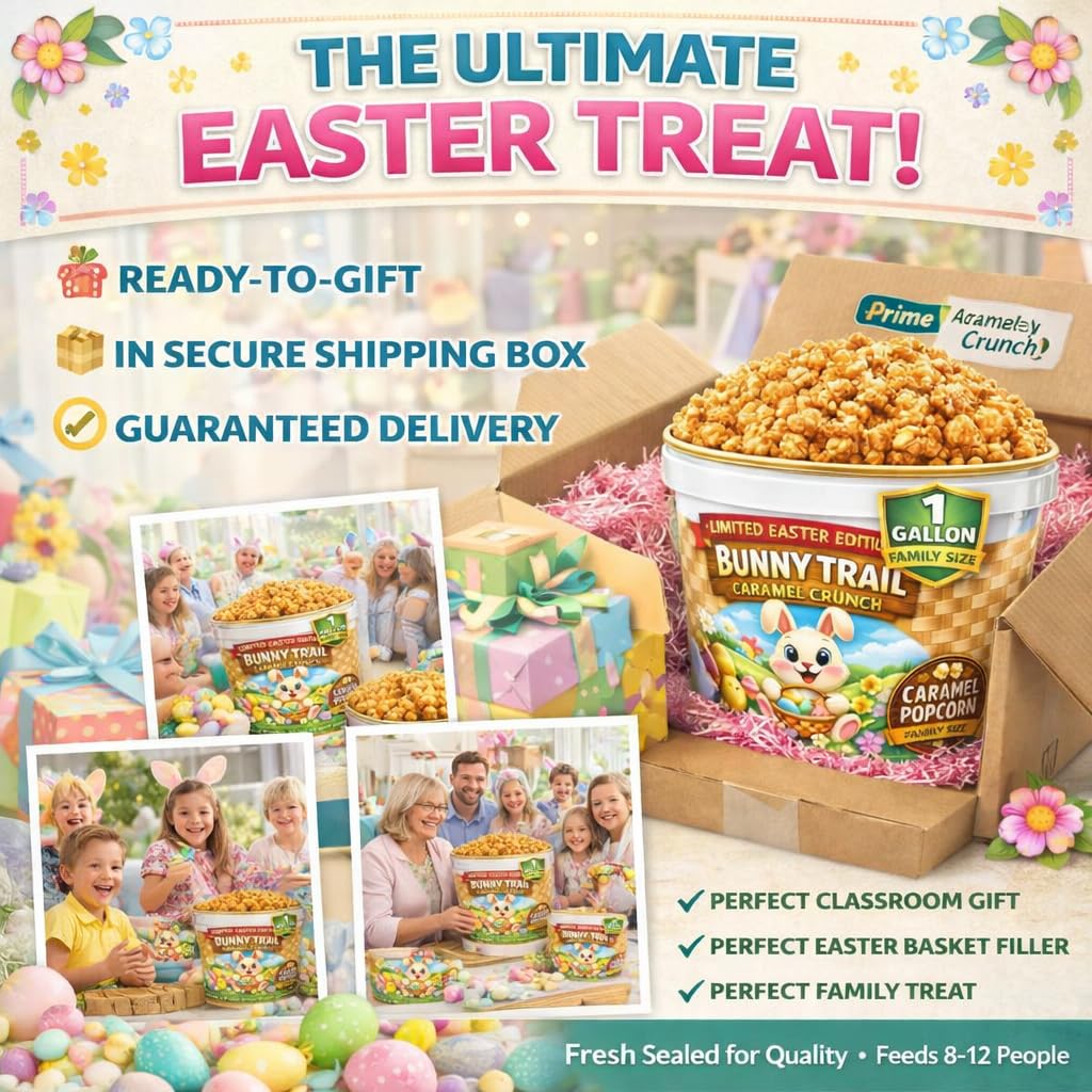 Uncle Myron's Easter Basket Stuffer Caramel Popcorn – 1 Gallon Gift Bucket