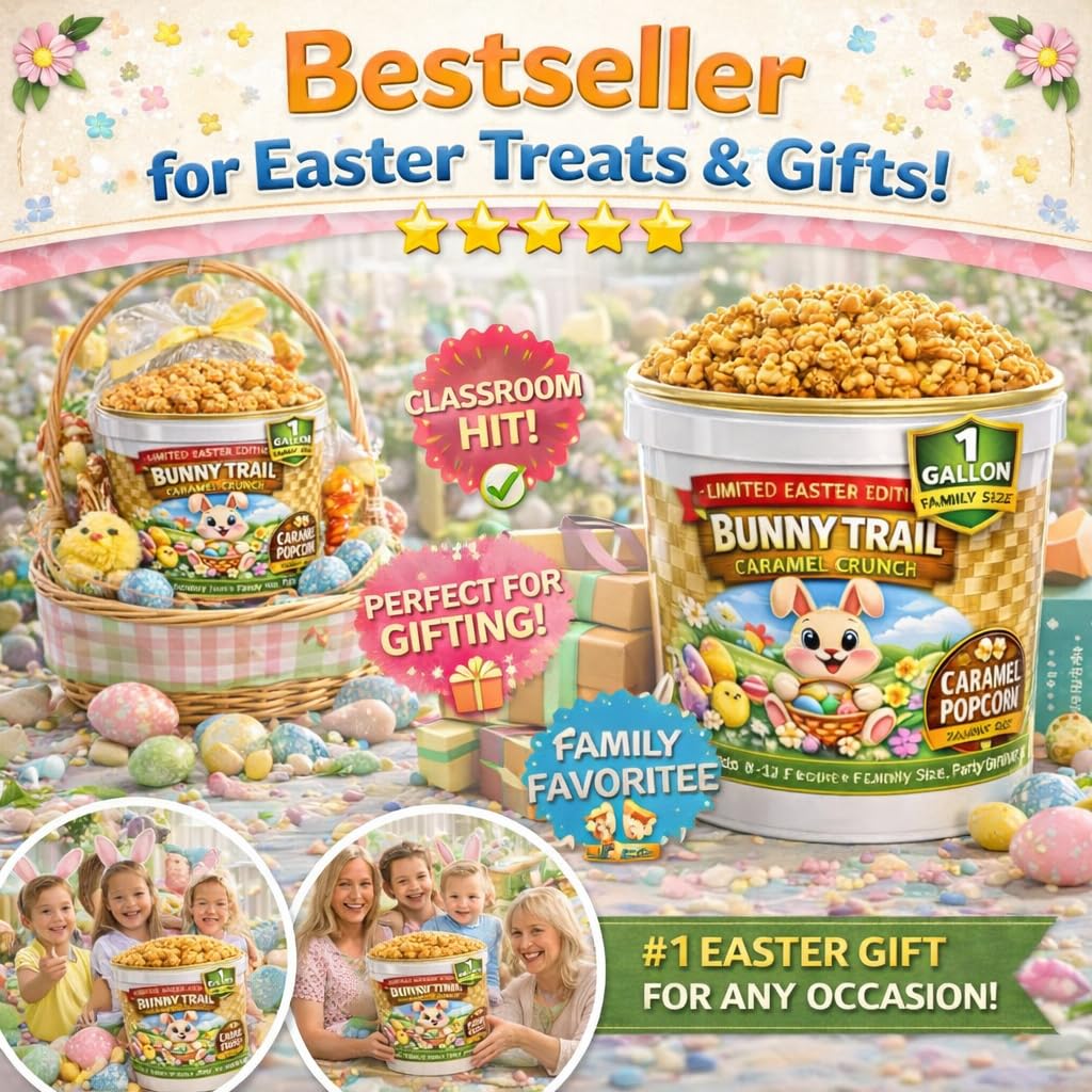 Uncle Myron's Easter Basket Stuffer Caramel Popcorn – 1 Gallon Gift Bucket