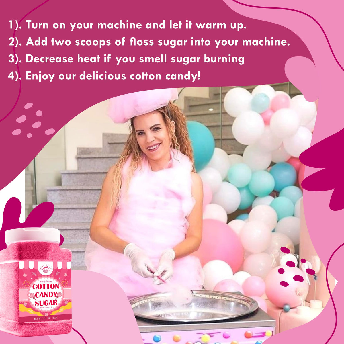 Under the Sun Cotton Candy Floss Sugar – Pink Vanilla & Blue Raspberry (2 x 2 lb) for Machines