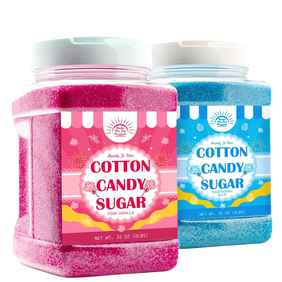 Under the Sun Cotton Candy Floss Sugar – Pink Vanilla & Blue Raspberry (2 x 2 lb) for Machines