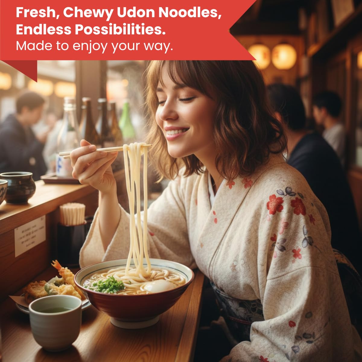 Unha's Japanese Sanuki Fresh Udon Noodles – 3-Pack Jumbo Chewy Noodles (22 oz Total), No Soup Included