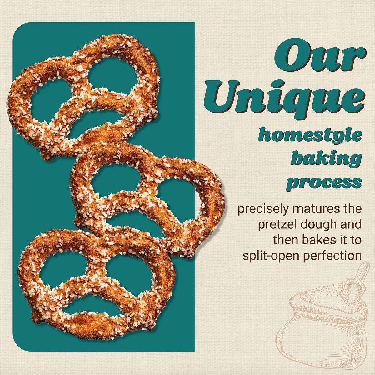 Unique Snacks Extra Salt Splits Pretzels – Original Split-Open, Homestyle Baked, OU Kosher, Non-GMO, 11 oz Bag (Pack of 6)