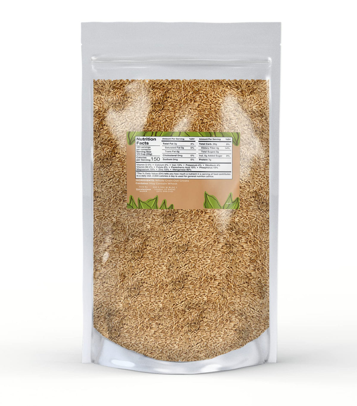 Pure Original Ingredients Oat Groats Bulk — 14lb Natural Whole Grain, High Fiber