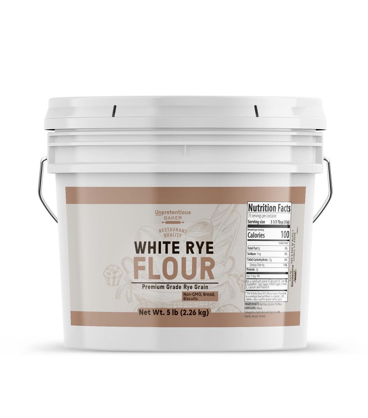 Unpretentious Baker White Rye Flour, Non-GMO, 1 Gallon – Bread, Biscuits & Baked Goods