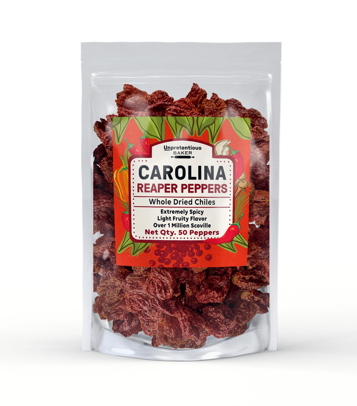 Unpretentious Whole Dried Carolina Reaper Chiles – Extremely Spicy, 50 Count