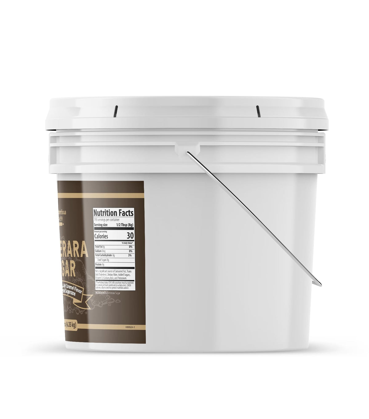 Unpretentious Demerara Sugar, 2-Gallon Bucket | Raw First-Pressed Crystals for Drinks & Baking