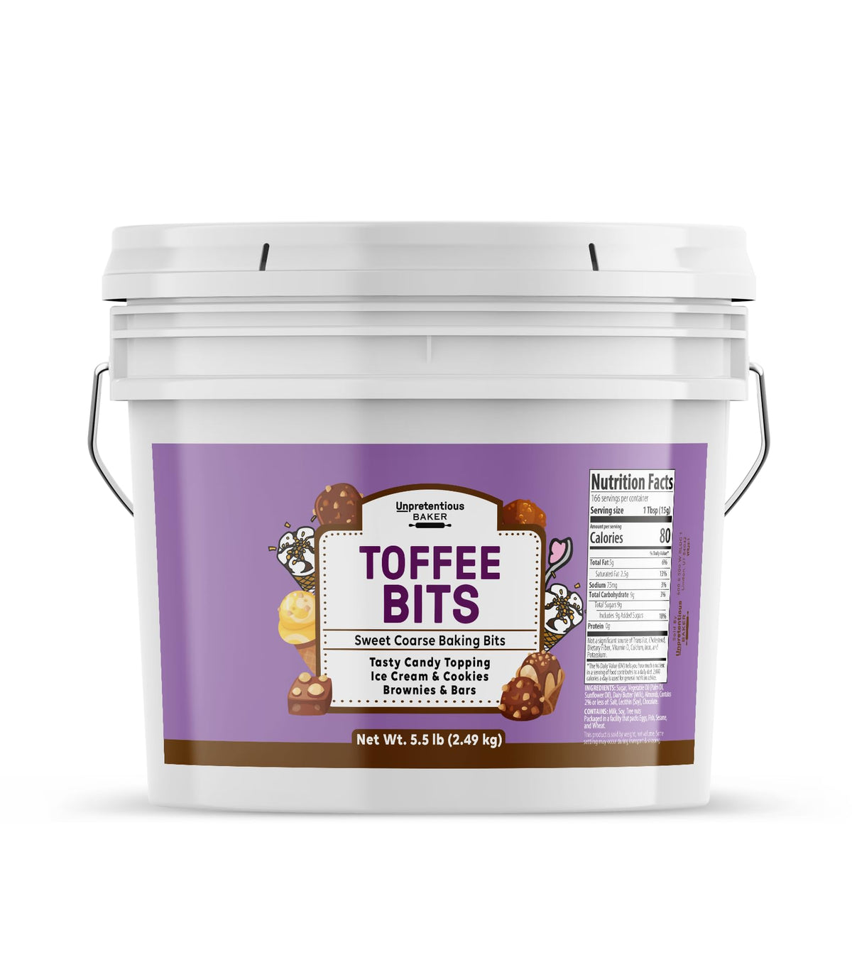 Unpretentious Toffee Bits – 1 Gallon (88 oz) for Ice Cream & Baking