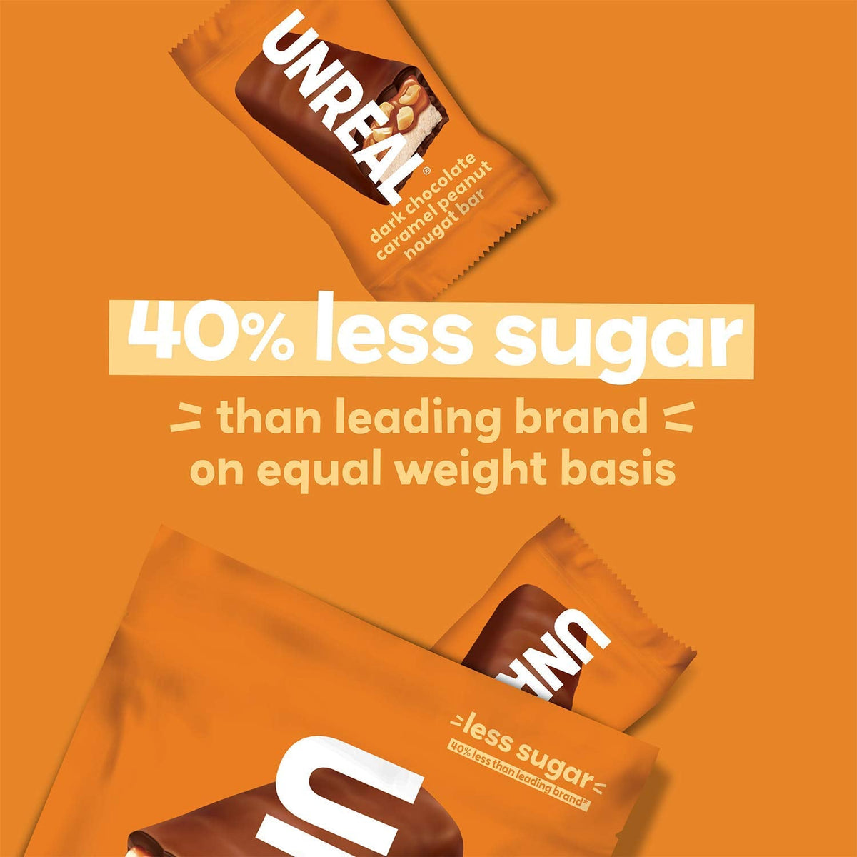 UNREAL Dark Chocolate Peanut Caramel Nougat Bars – 12 Full Size Bars | Individually Wrapped