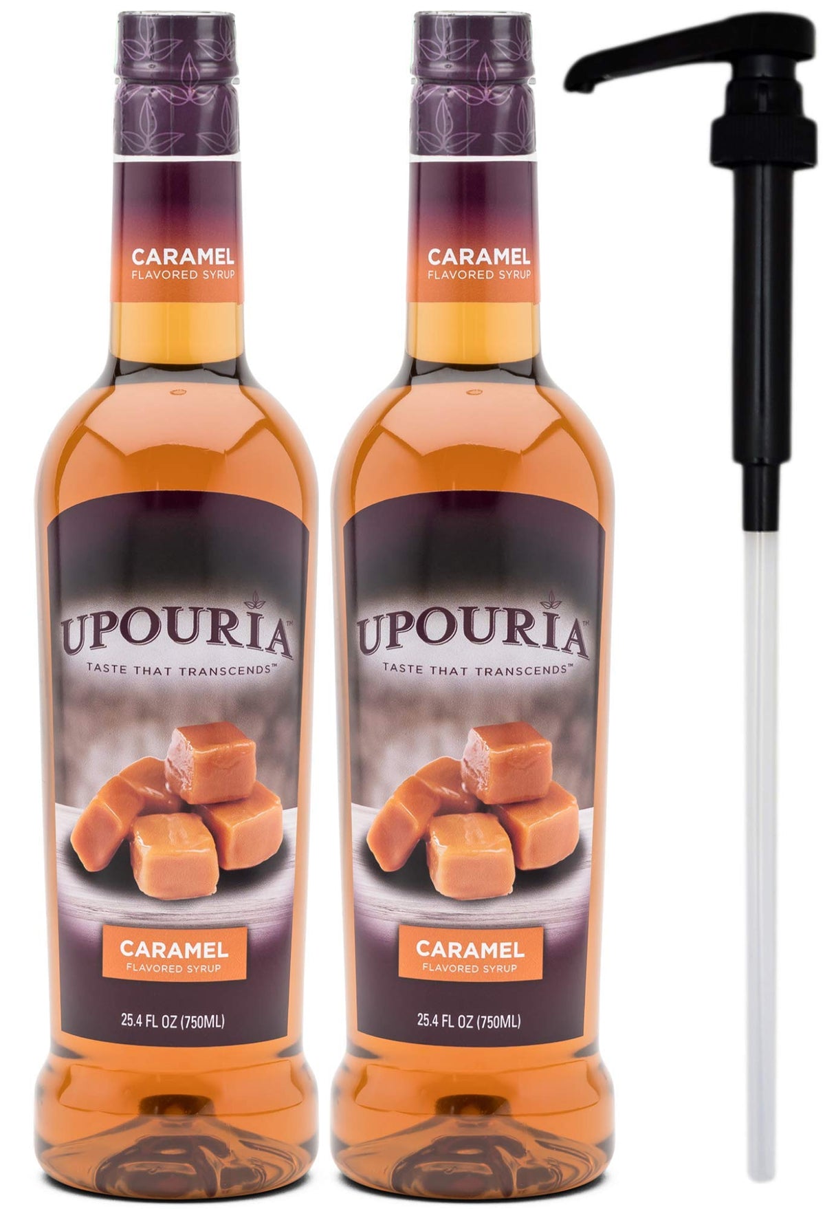 Upouria Caramel Coffee Syrup – 2x750ml & Pump, Vegan, Kosher