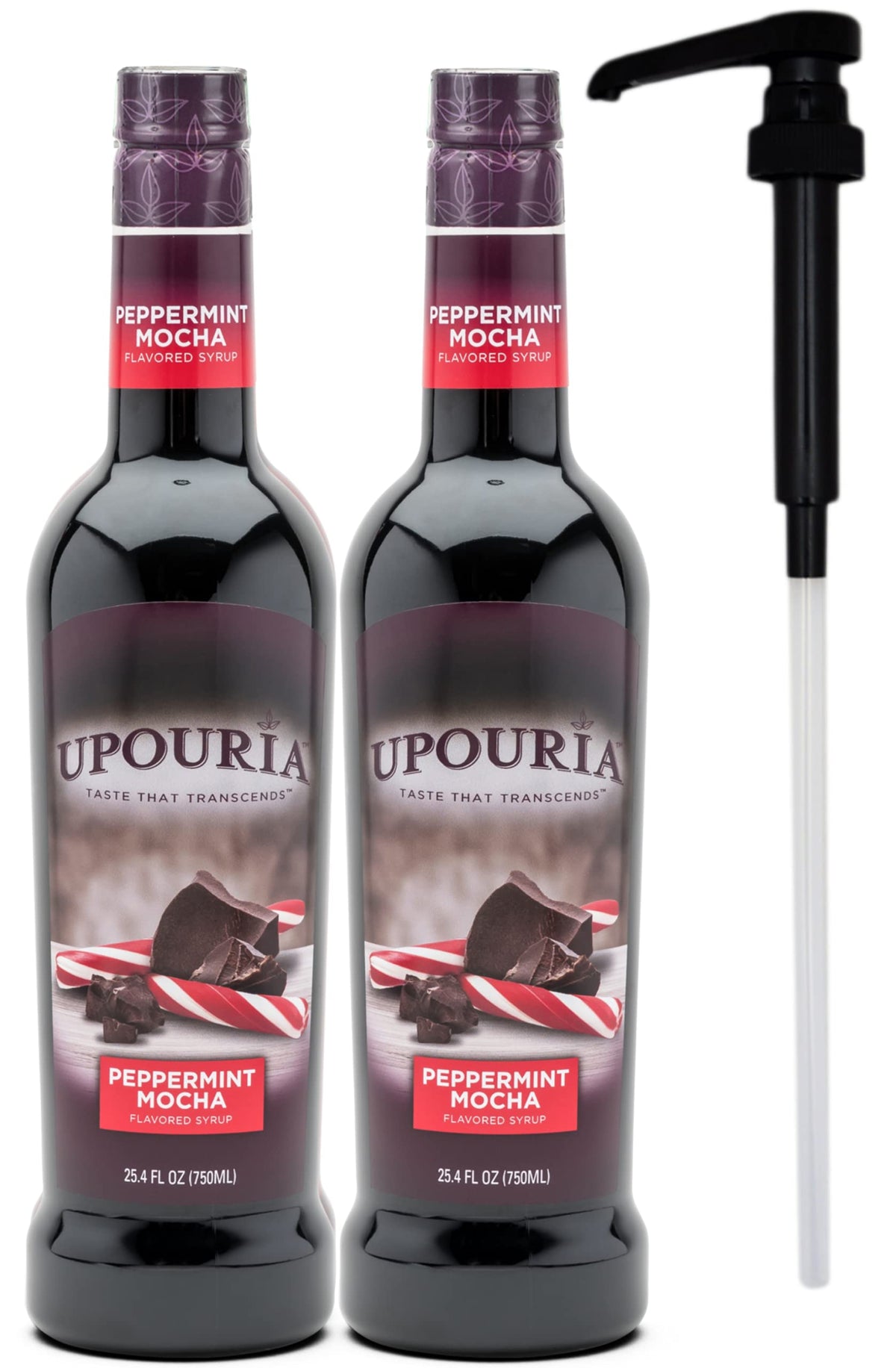 Upouria Peppermint Mocha Coffee Syrup - 2-Pack, 750ml, Vegan, Gluten-Free, Kosher