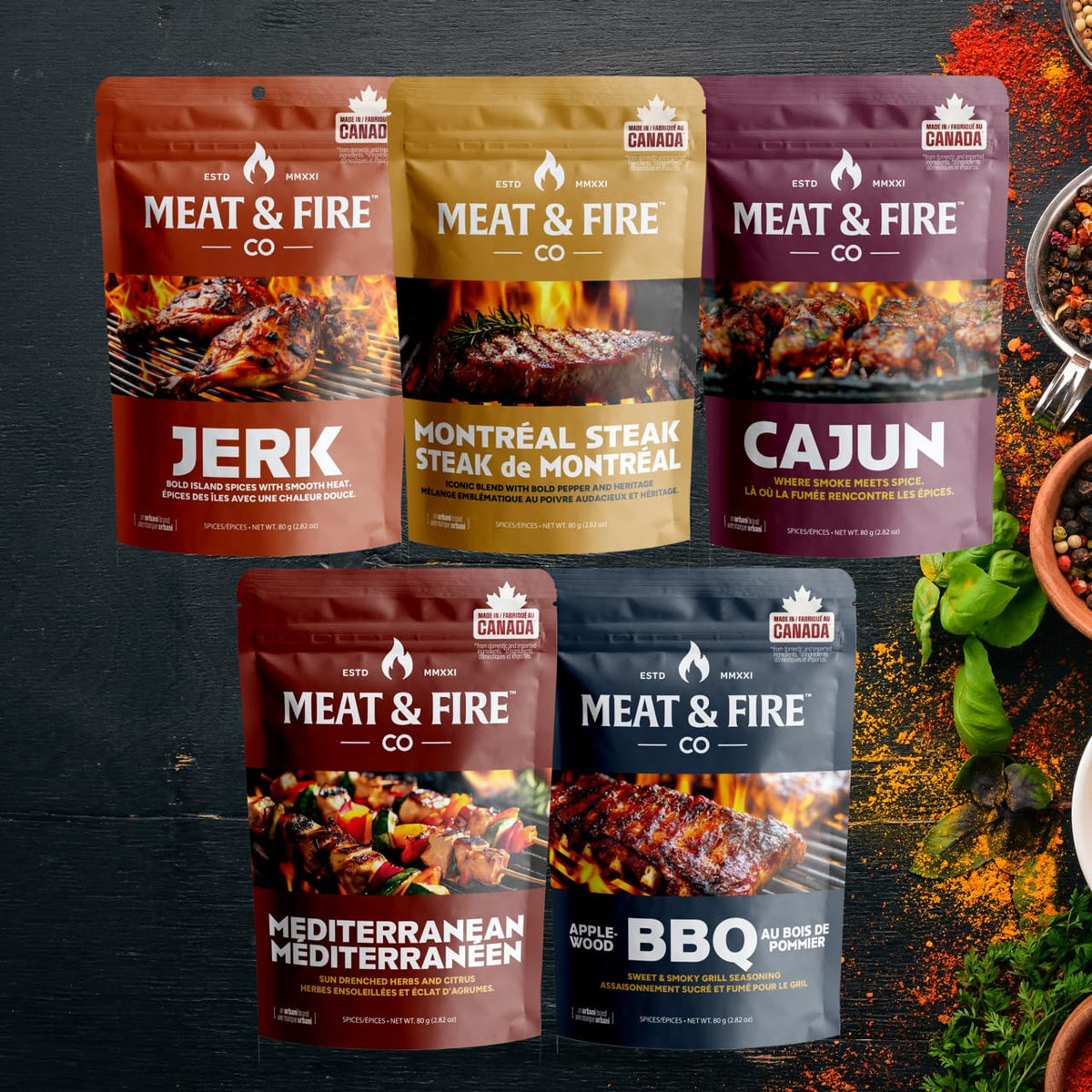 Urbani BBQ Rubs & Seasonings Gift Set for Men — 5 Gourmet Spices in Gold Foil Gift Box