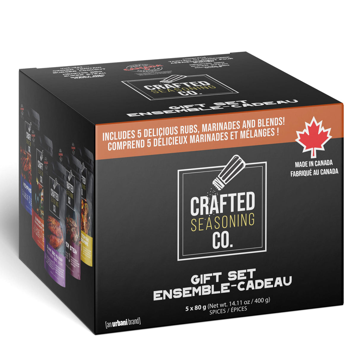 Urbani Crafted Seasoning Co. BBQ Rubs & Seasonings Gift Set (5-Pack) – Premium Grilling & Smoking Spices