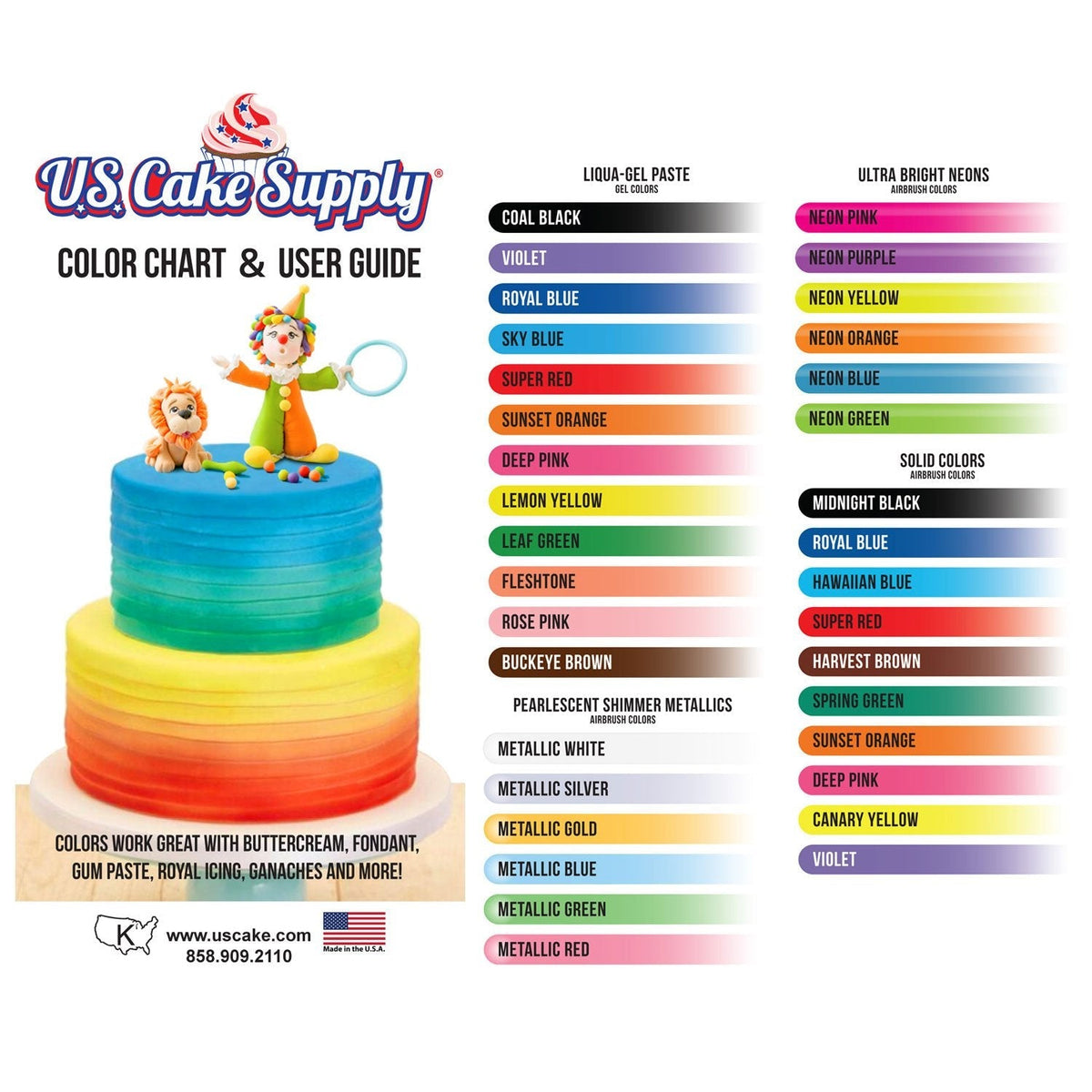 U.S. Cake Supply Complete Cake Airbrush Decorating Kit with 12 Vibrant Colors