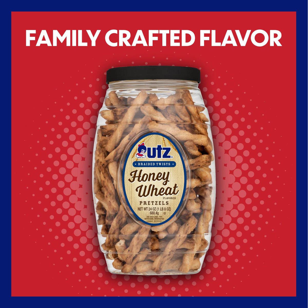 Utz Braided Honey Wheat Pretzel Twists – 24 oz Barrel (2 Count) | Crunchy, Dippable Snack