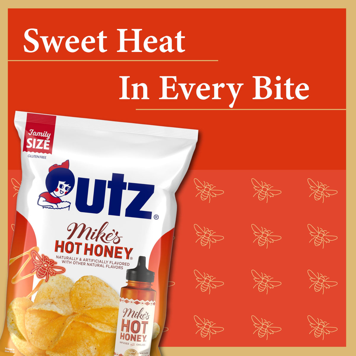 Utz Mike’s Hot Honey Flavored Potato Chips – 2.625 oz Bag, 14 Count