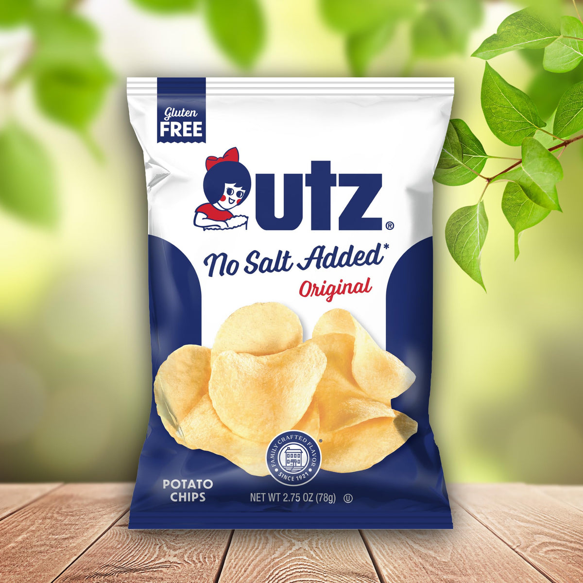 Utz No Salt Added Potato Chips – 14-Pack (2.75 oz) | Classic Crunch & Fresh Potato Flavor