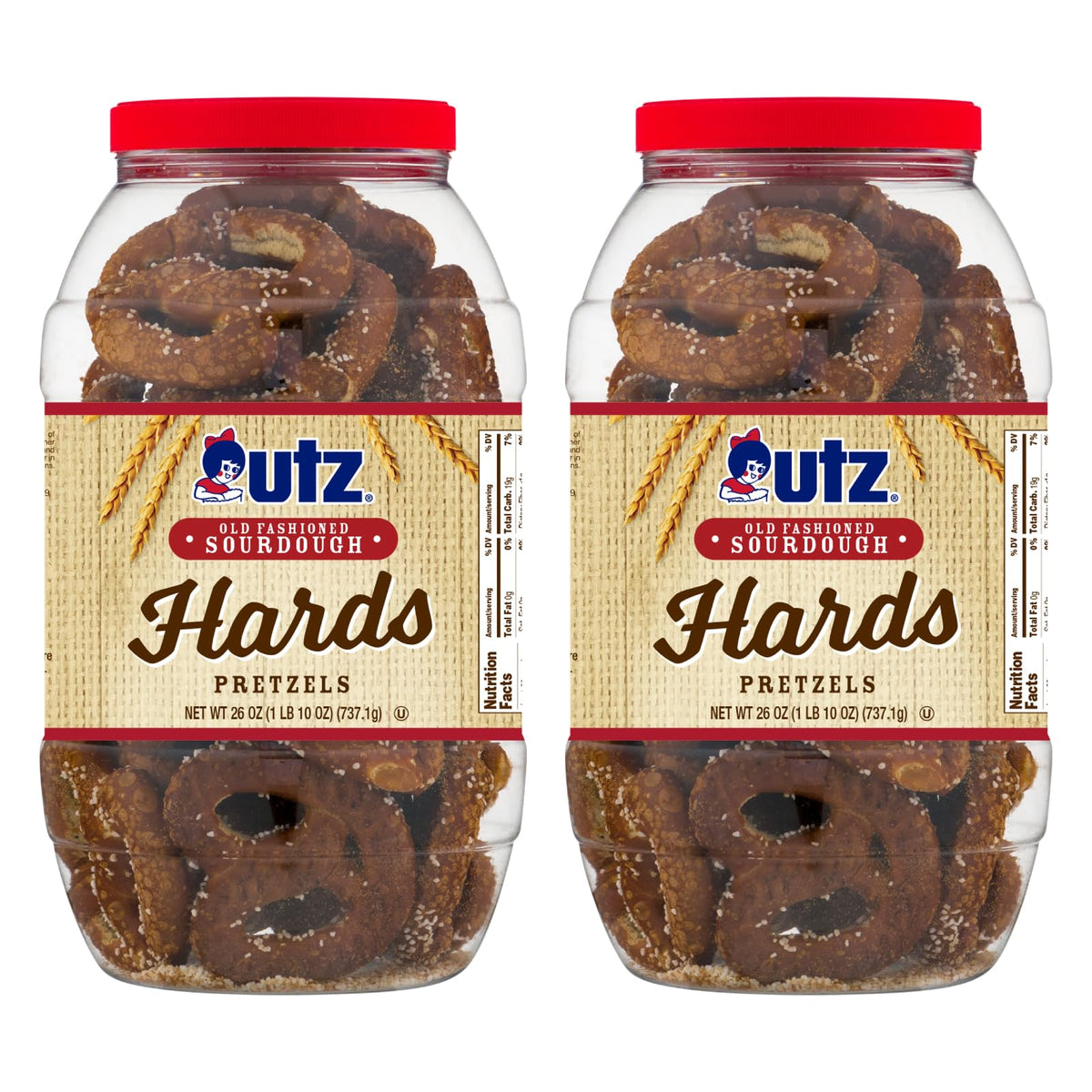 Utz Old Fashioned Sourdough Hard Pretzels – 26 oz Barrel (2 Count) | Thick, Crunchy Twists with Zero Cholesterol