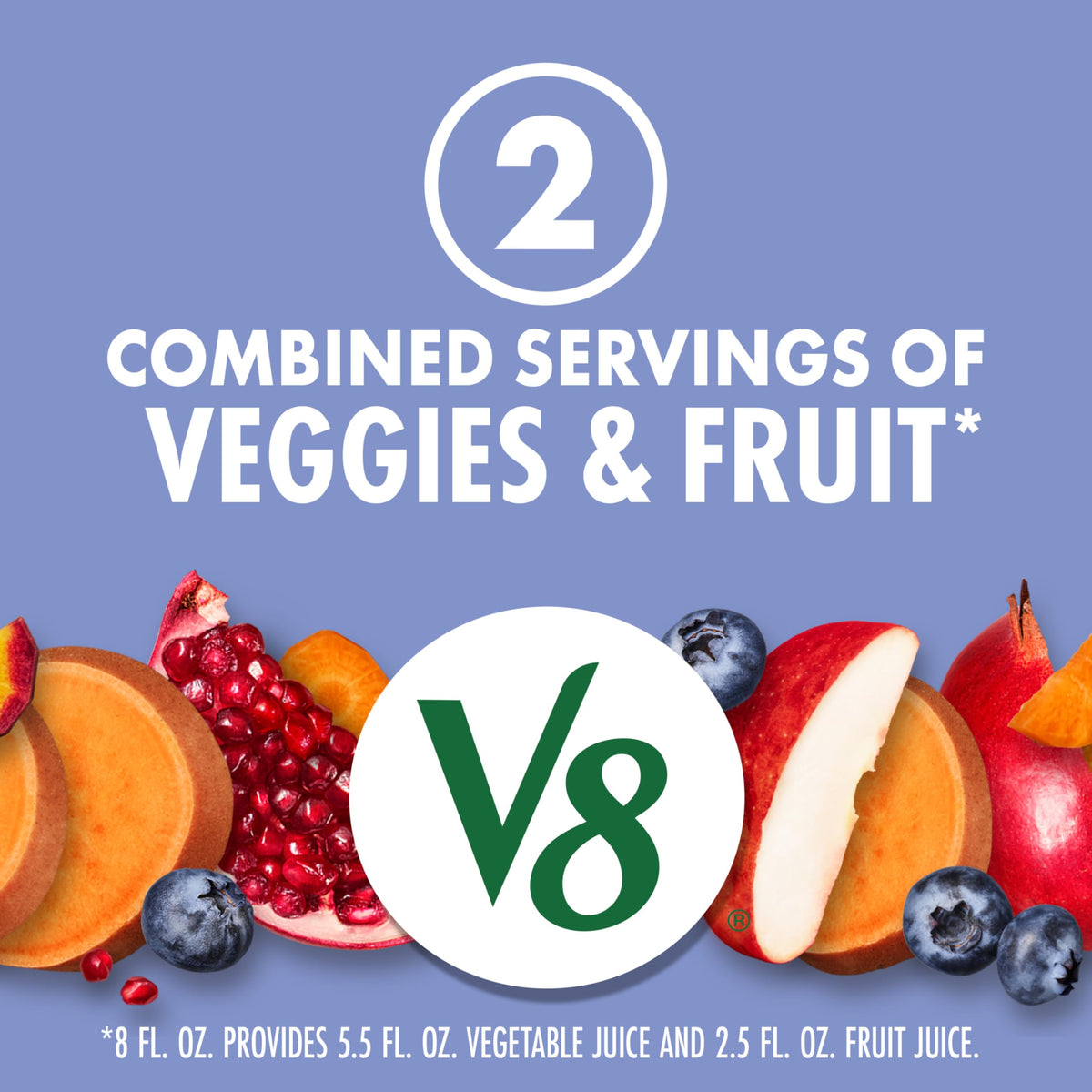 V8 Blissfully Berry 100% Fruit & Vegetable Juice – 24 Pack (8 oz Cans) | Gluten Free, No Sugar Added