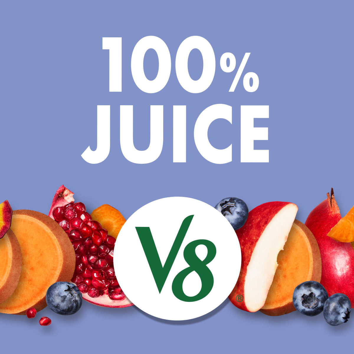 V8 Blissfully Berry 100% Fruit & Vegetable Juice – 24 Pack (8 oz Cans) | Gluten Free, No Sugar Added