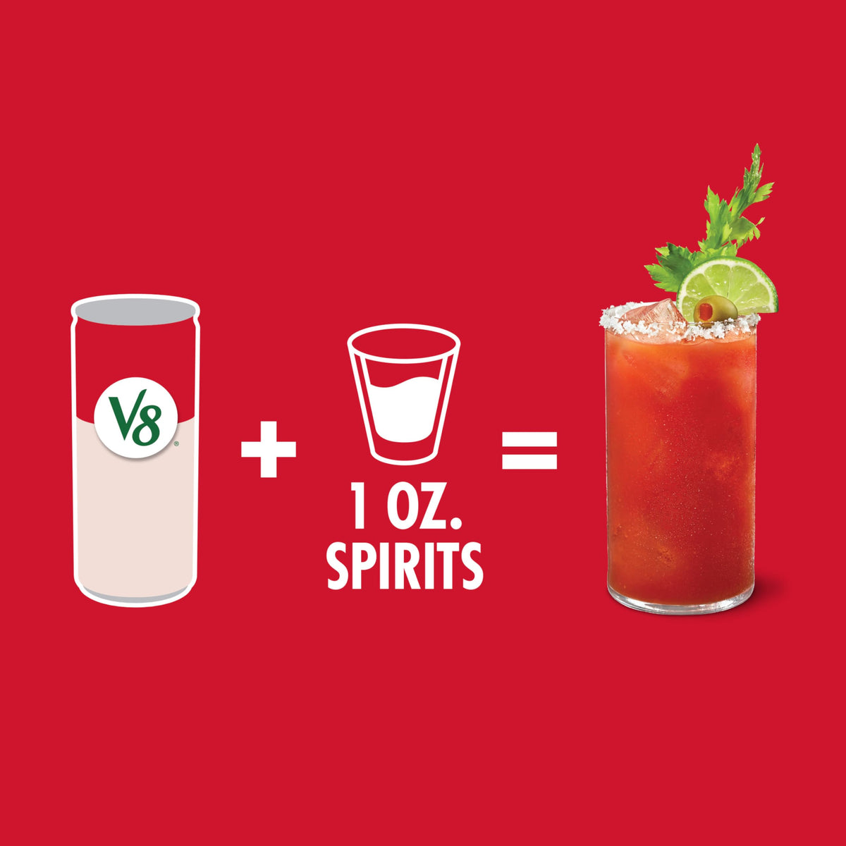 V8 Bloody Mary Mix — 8 fl oz Can (24 Cans) | Plant-Powered Cocktail Base