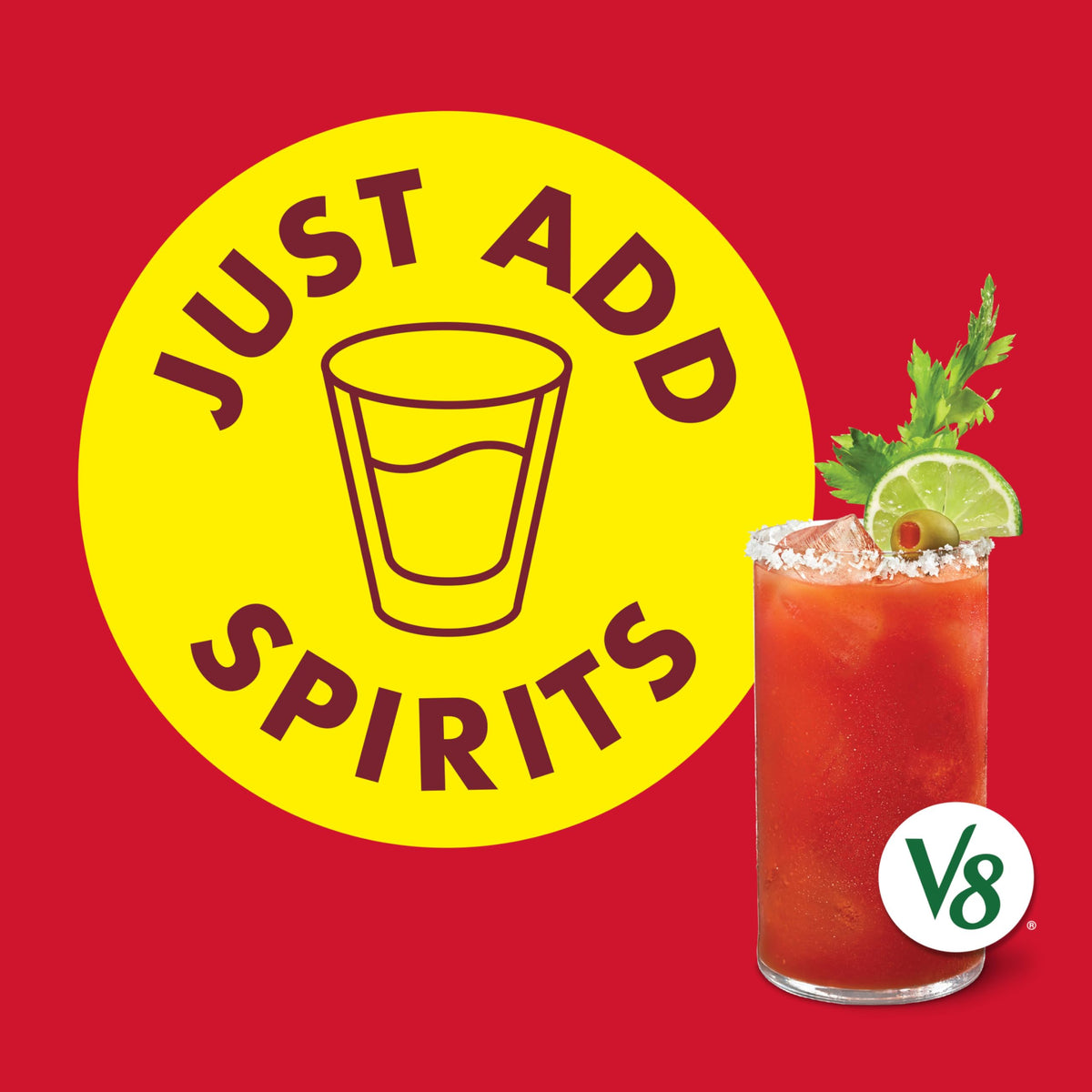 V8 Bloody Mary Mix — 8 fl oz Can (24 Cans) | Plant-Powered Cocktail Base
