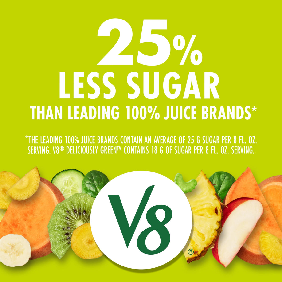 V8 Deliciously Green 100% Fruit & Vegetable Juice — 24 Pack (8 oz Cans)