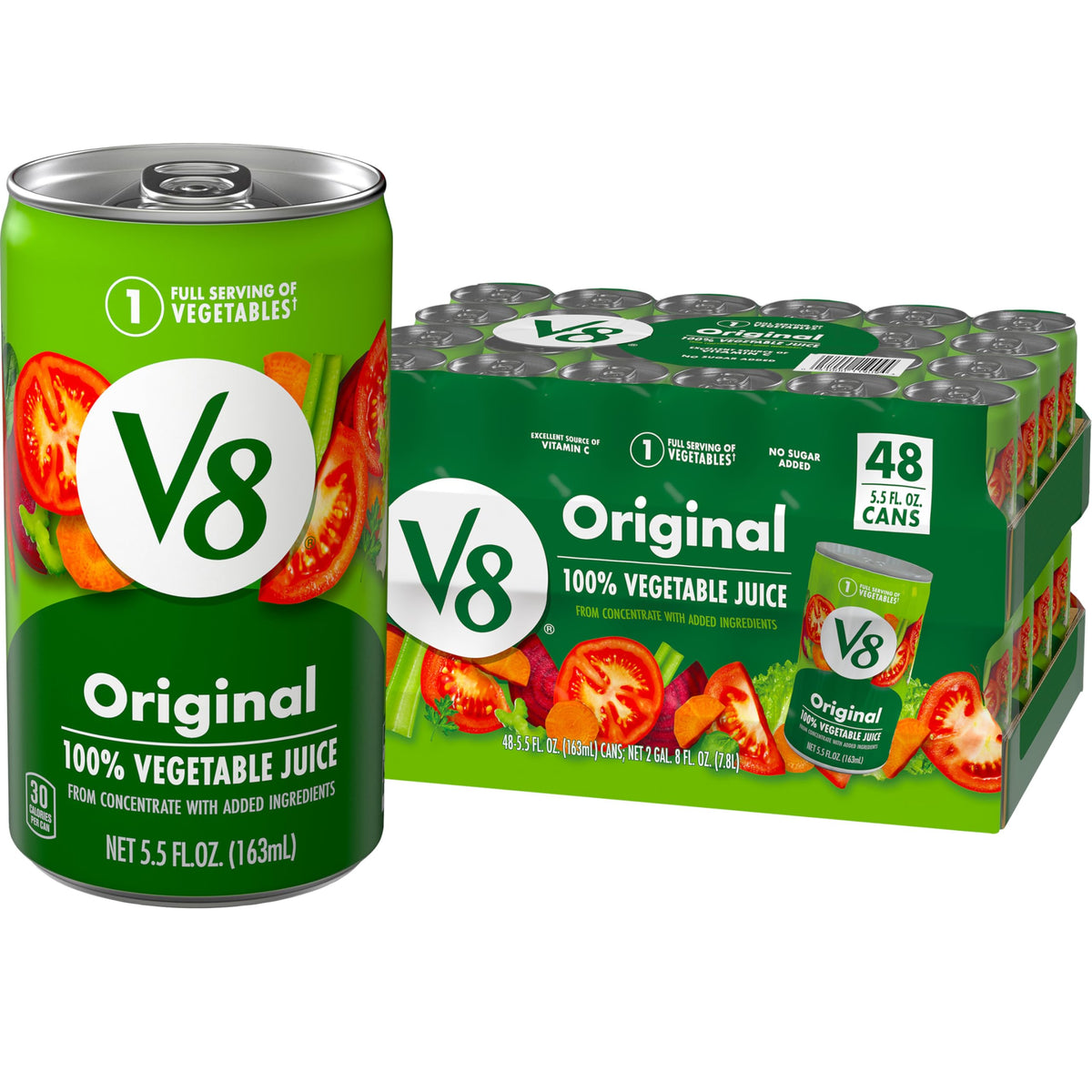 V8 Original 100% Vegetable Juice – 5.5 fl oz Can (48 Pack)