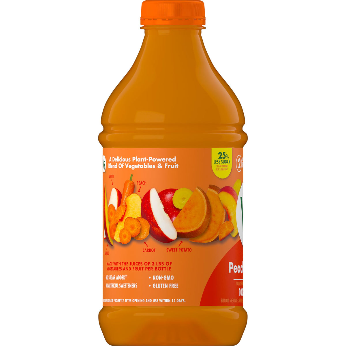 V8 Peach Mango 100% Fruit & Vegetable Juice — 6 x 46 fl oz Bottles