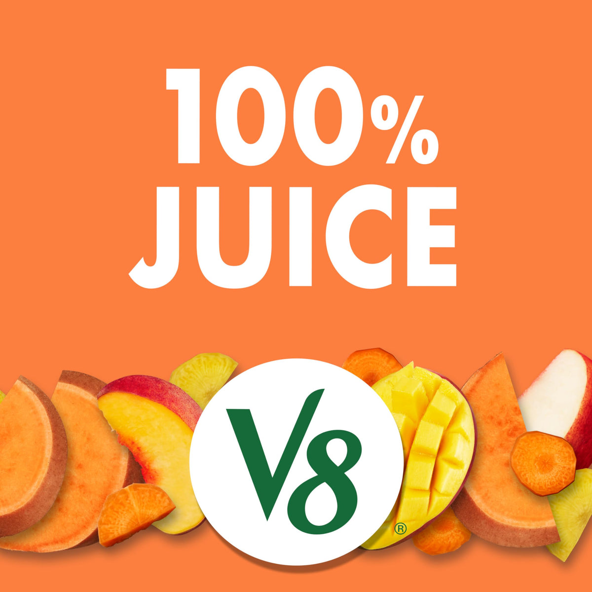 V8 Peach Mango 100% Fruit & Vegetable Juice — 6 x 46 fl oz Bottles