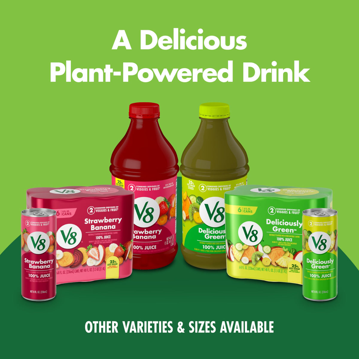 V8 Strawberry Banana 100% Fruit & Vegetable Juice – 24-Pack, 8 fl oz Cans