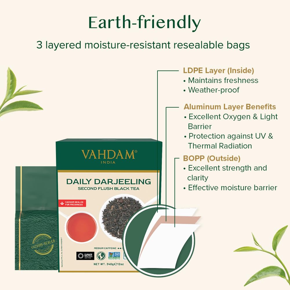 VAHDAM Darjeeling Tea Leaves from Himalayas 340g – Pure Black Loose Leaf