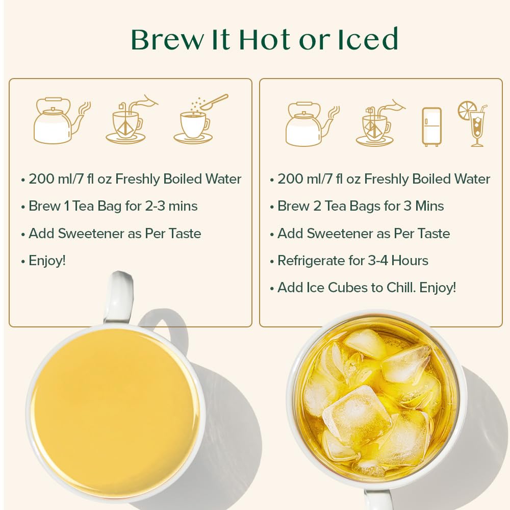 VAHDAM Decaf Himalayan Green Tea Bags | Caffeine Free, Gluten Free, 100 Pyramid Tea Bags