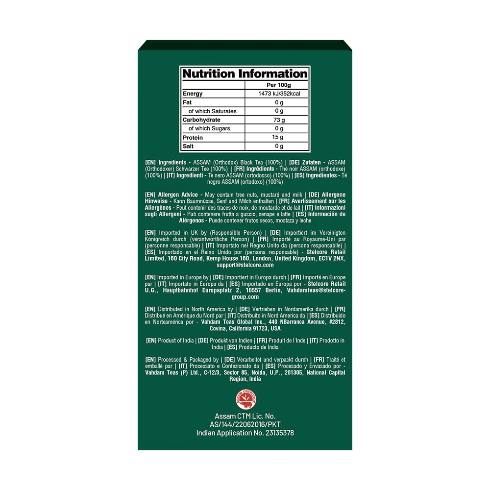 VAHDAM Assam Black Tea Leaves – 340g/12oz | High Caffeine, Non-GMO, Gluten-Free, Vacuum-Sealed, 170+ Servings