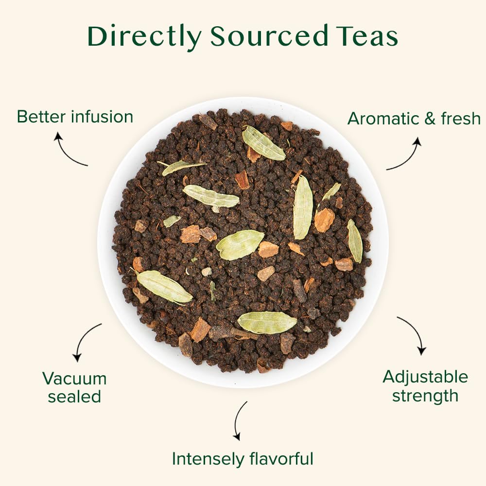 VAHDAM Masala Chai Tea - Loose Leaf, 340g (170+ Cups) | Spiced Black Tea with Cardamom, Cinnamon, Cloves & Pepper | Vacuum-Sealed Pack