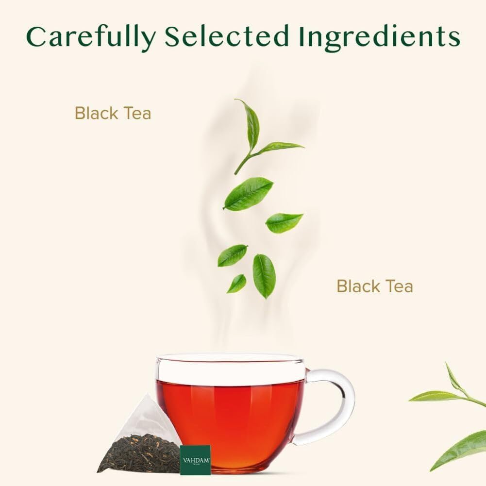 VAHDAM English Breakfast Black Tea Bags – 100 Count, High Caffeine, Full-Bodied & Rich Flavor | Pyramid Tea Bags