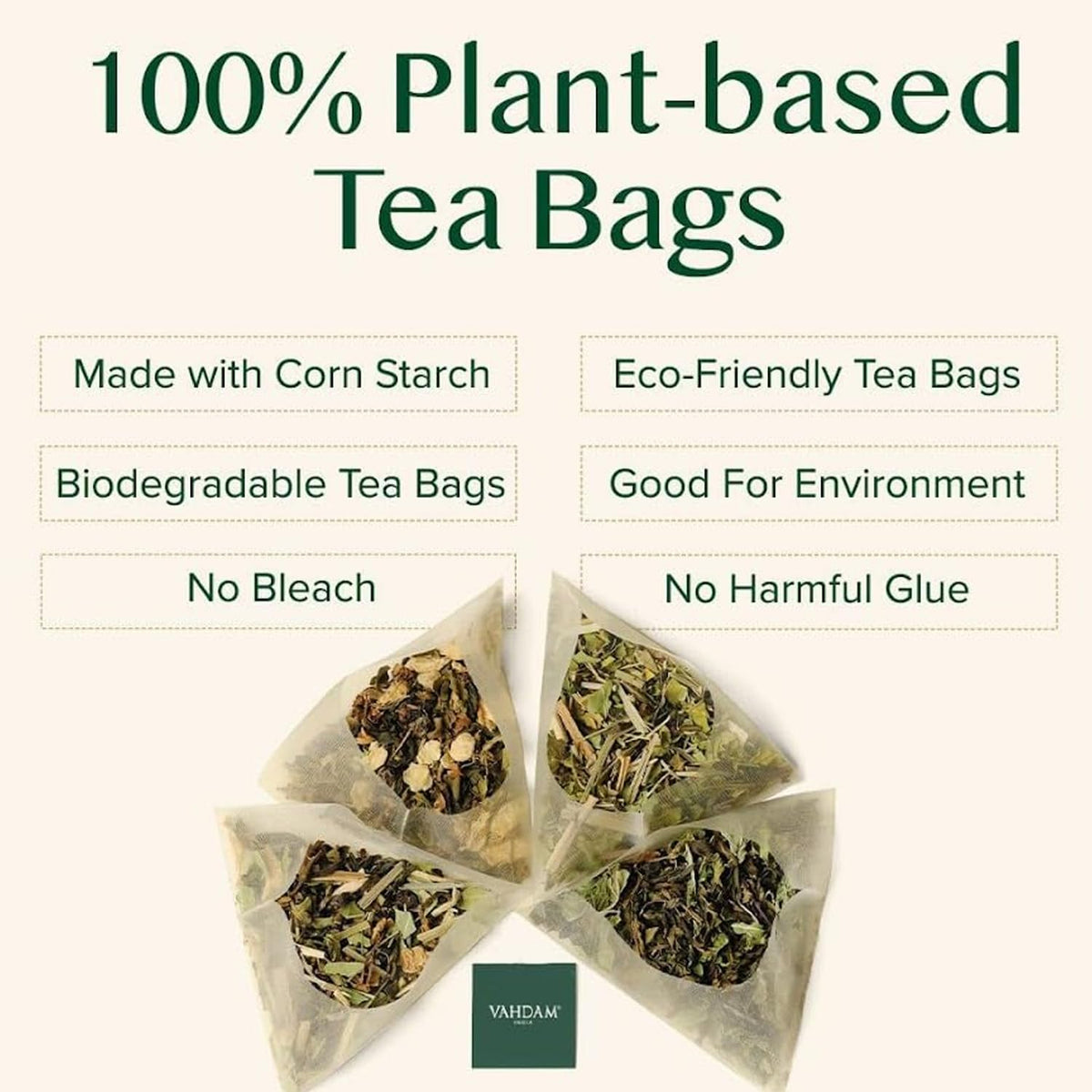 VAHDAM Organic Turmeric Ginger Herbal Tea Bags – 100 Pyramid Bags, Caffeine Free