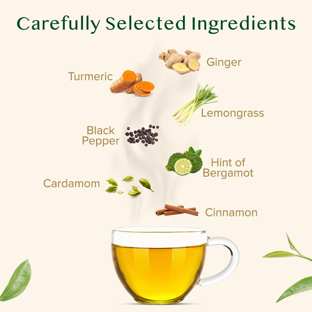 VAHDAM Turmeric Spice Herbal Tea Bags – Caffeine Free Turmeric Ginger Tisane (100 Pyramid Bags) | Non-GMO & Gluten Free